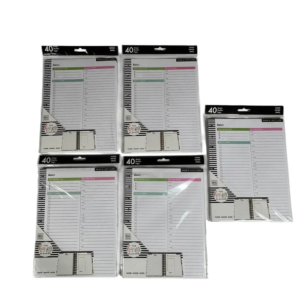 THE HAPPY PLANNER Classic Daily Filler Paper Lot of 5 200 Sheets FIL03 NEW