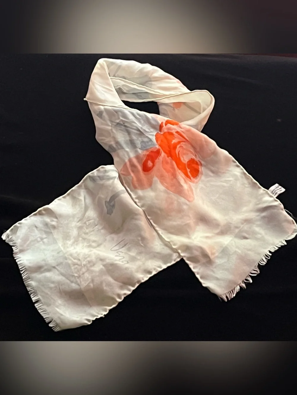 Vera Vintage White Floral Silk Scarf - Japan