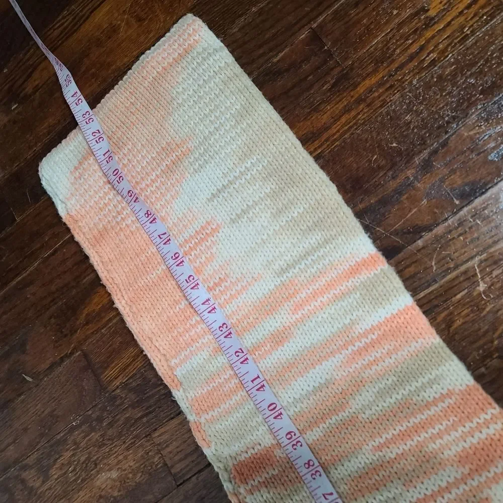 Vintage Cozy Chunky Orange Tan Zigzag Pattern Scarf
