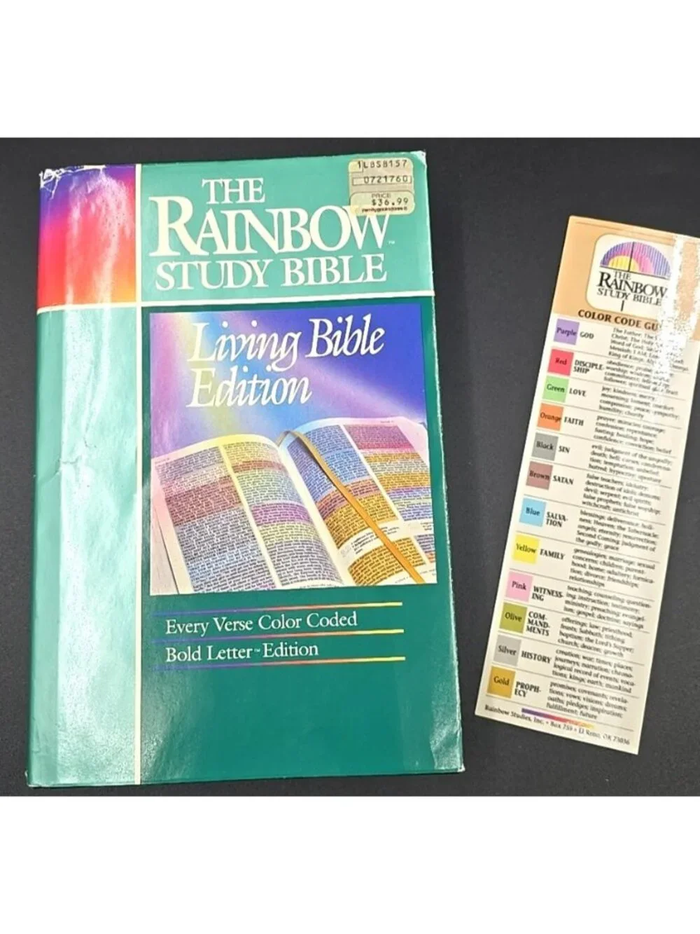 The Rainbow Study Bible Living Bible Edition Bold Letter Color Code Guide