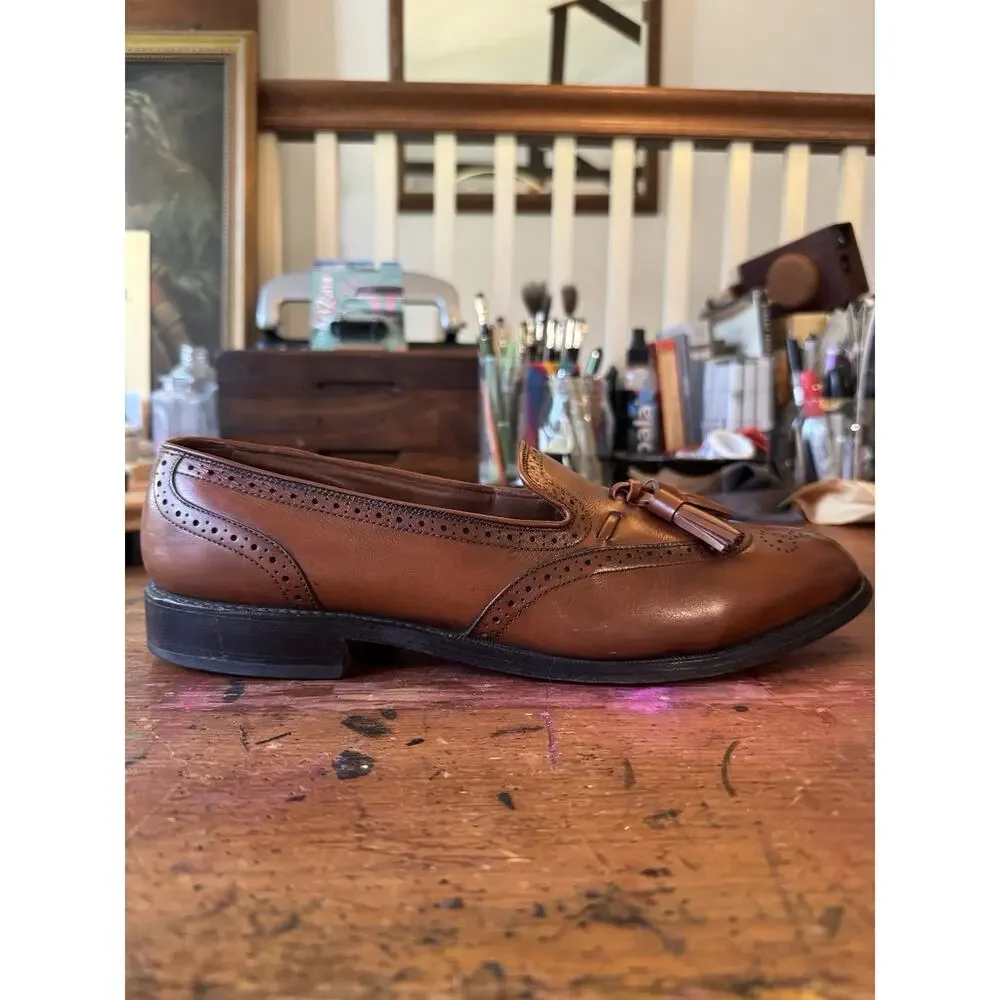 Vintage Allen Edmonds Auburn Tassel Loafers Men's 9.5 AA Brown Leather USA Made