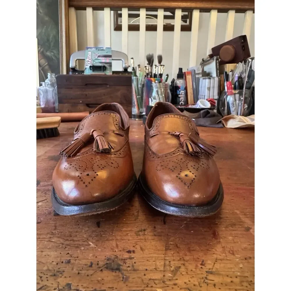 Vintage Allen Edmonds Auburn Tassel Loafers Men's 9.5 AA Brown Leather USA Made