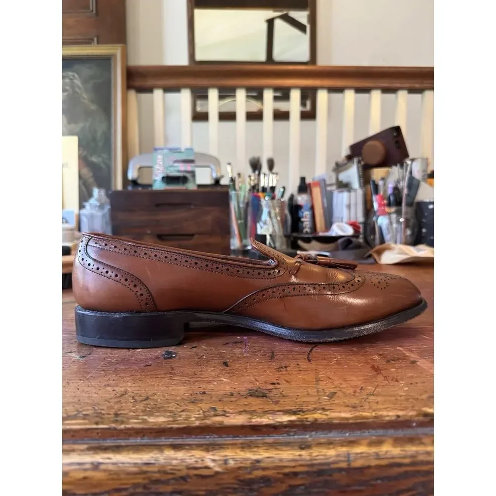Vintage Allen Edmonds Auburn Tassel Loafers Men's 9.5 AA Brown Leather USA Made