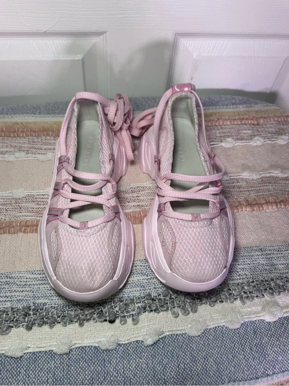 Lazy Oaf  Pink Lace Up Ballet Sneaker.