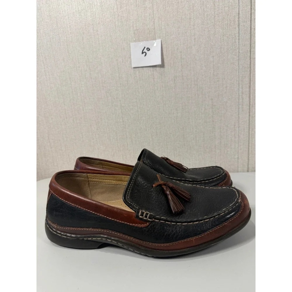 Hush Puppies Mens Leather Tassel Loafers Black Brown H100771 Size 8 M‎