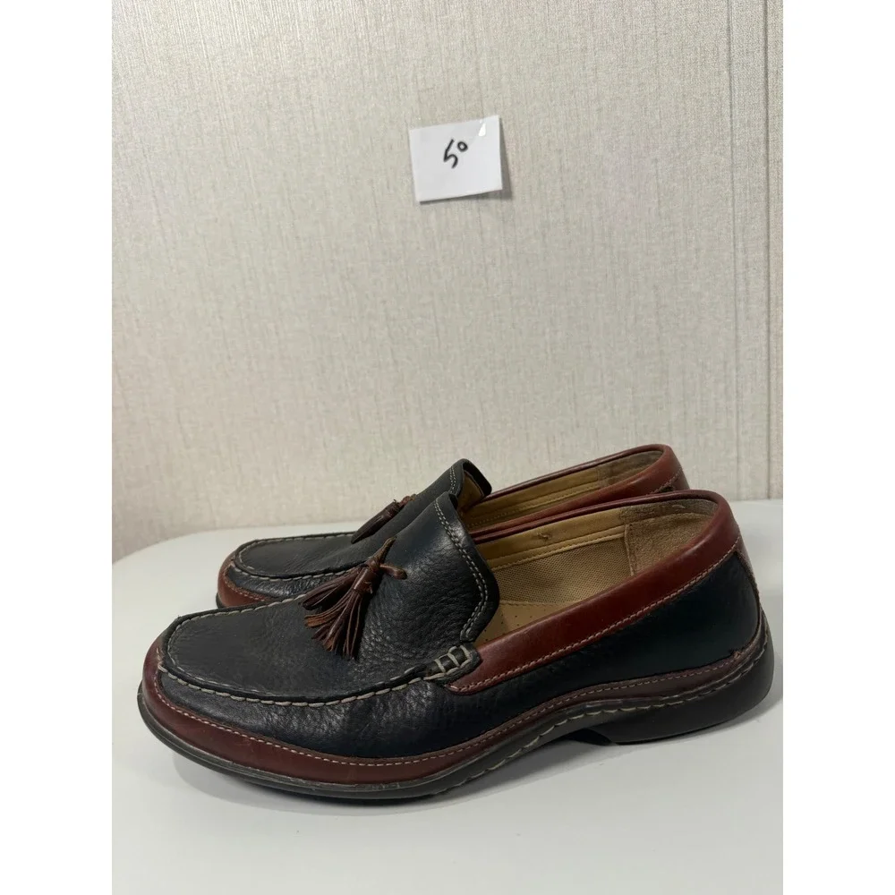 Hush Puppies Mens Leather Tassel Loafers Black Brown H100771 Size 8 M‎