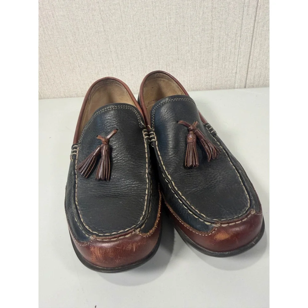 Hush Puppies Mens Leather Tassel Loafers Black Brown H100771 Size 8 M‎