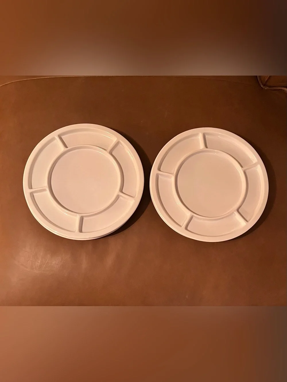 Vtg Crate & Barrel 10 3/4” Fondue Plates, Set of 4.