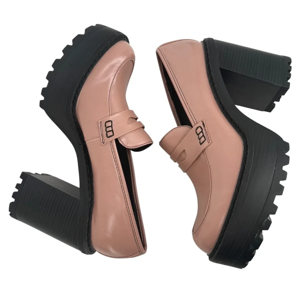 Madden Girl Kassidy Platform Penny Loafer Pink Block Heel Lug Sole Shoes Size‎ 7