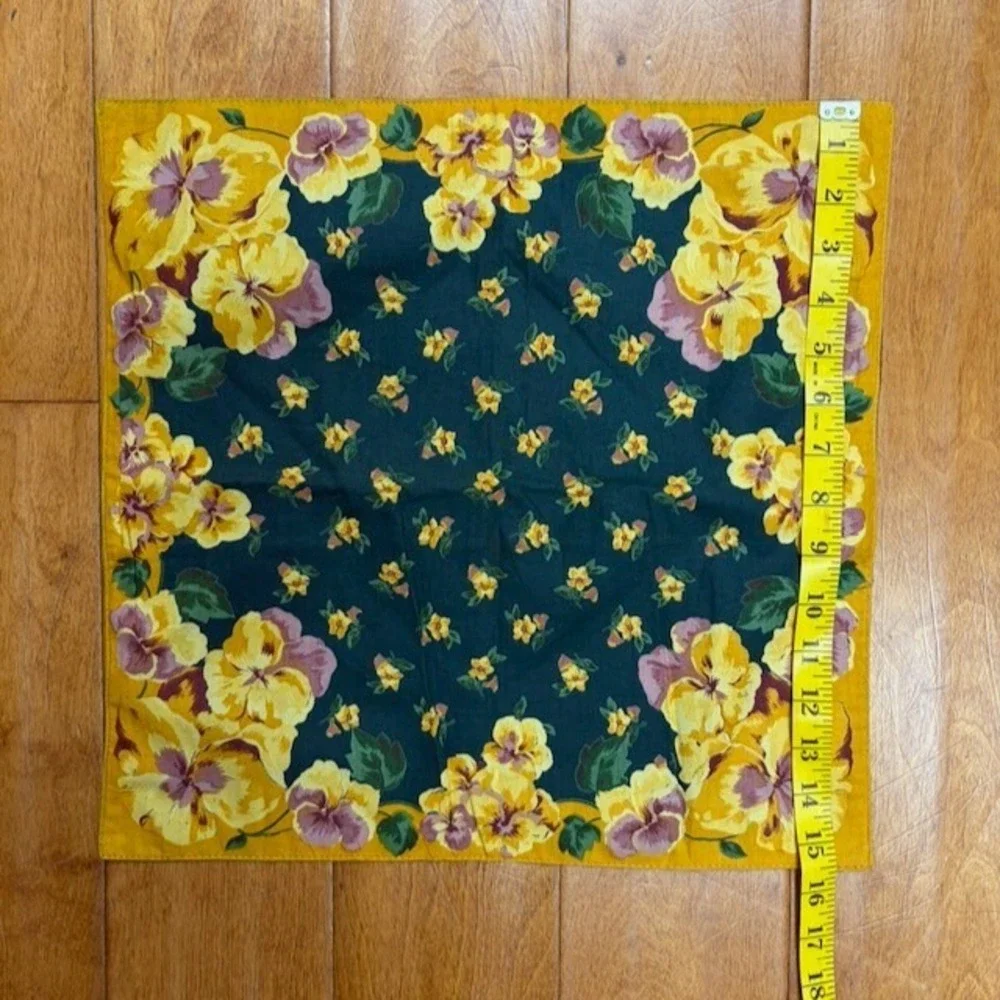 April Cornell Pansy Floral Pillow Cover Green Yellow Cottagecore Cotton Bohemian
