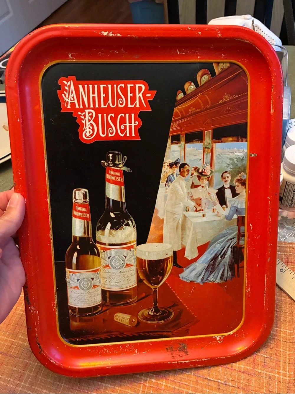 Red Vintage Anheuser Busch Serving Tray