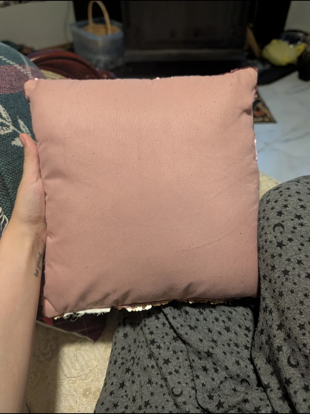 Sequined Pink & Gold Color Changing Figit Pillow