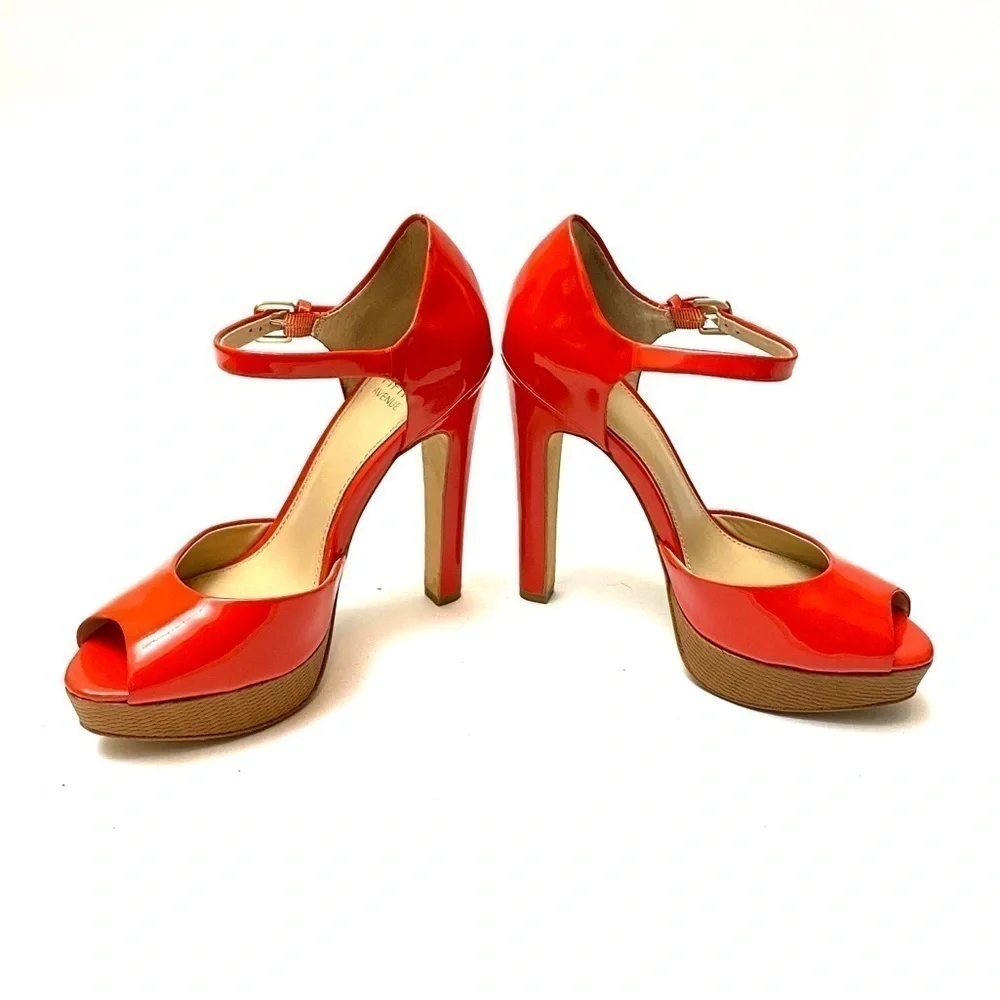 SAKS FIFTH AVE | Orange patent leather platforms