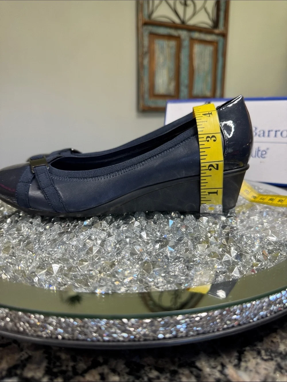 croft & barrow ortholite Navy Patent Wedge with cross cross AccentNEW 9