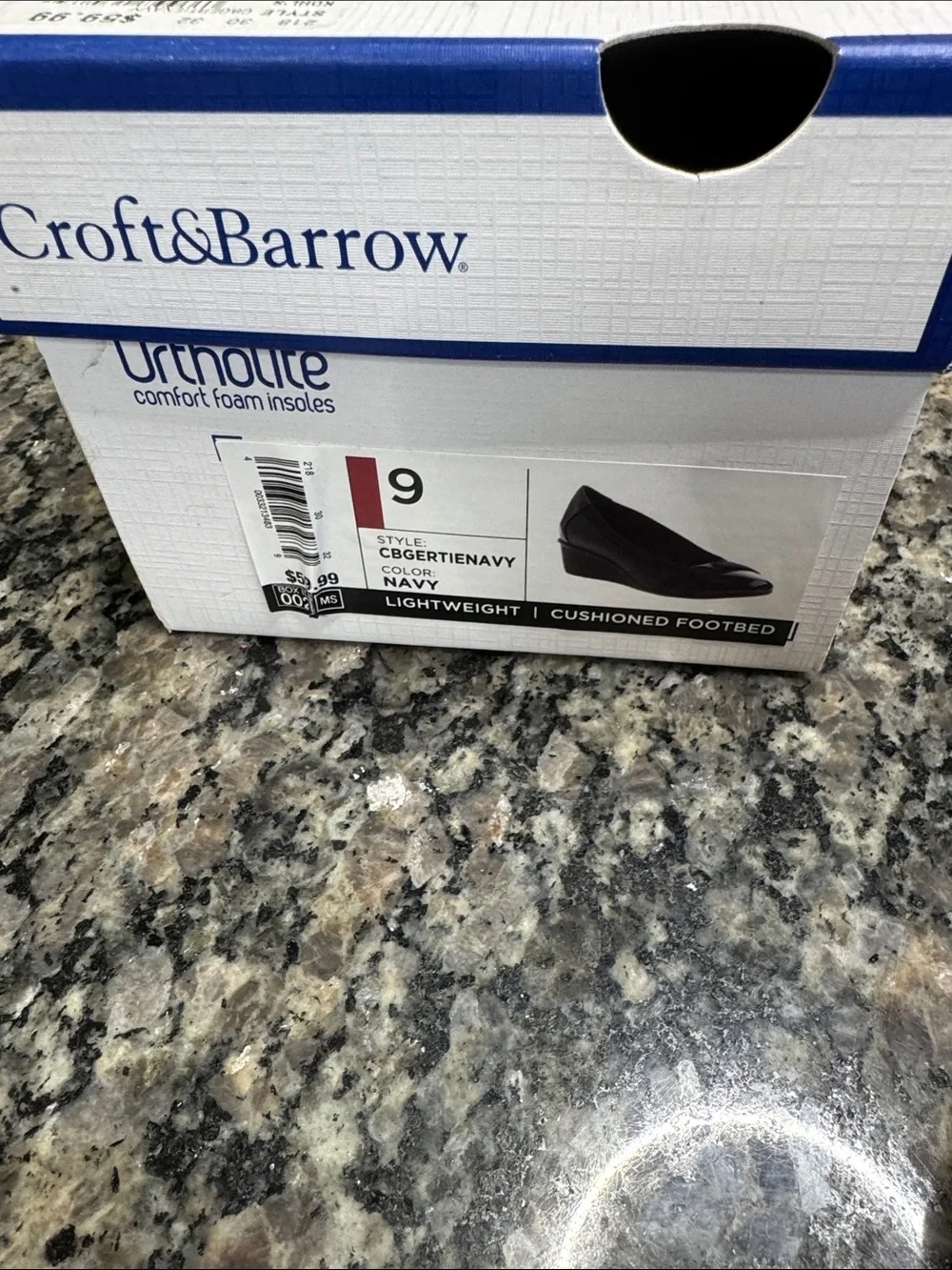 croft & barrow ortholite Navy Patent Wedge with cross cross AccentNEW 9