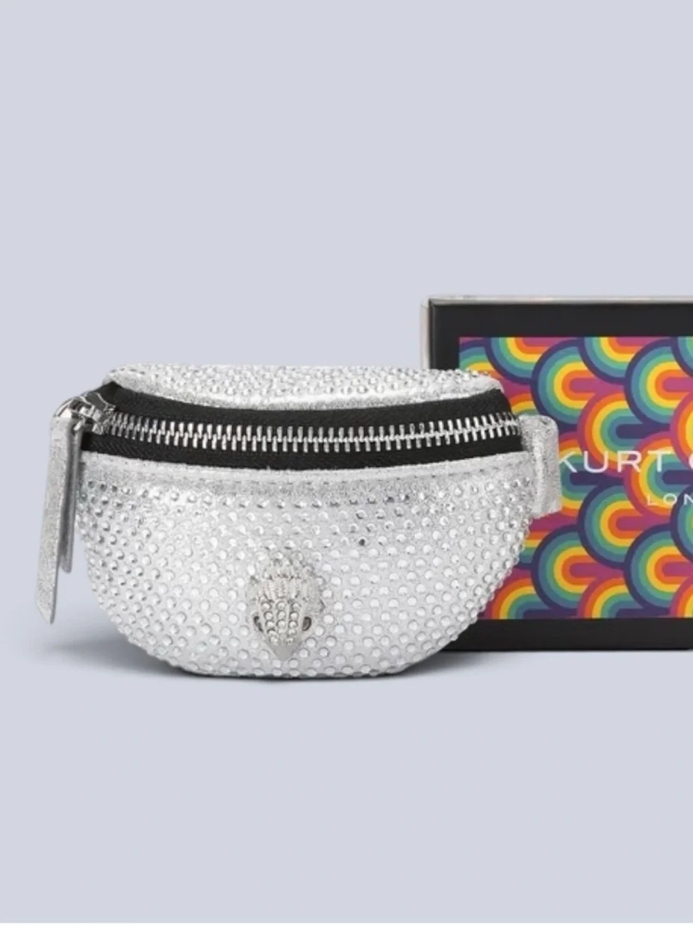 Kurt Geiger NIB Silver Crystal-Stud Mini Kensington Wristlet
