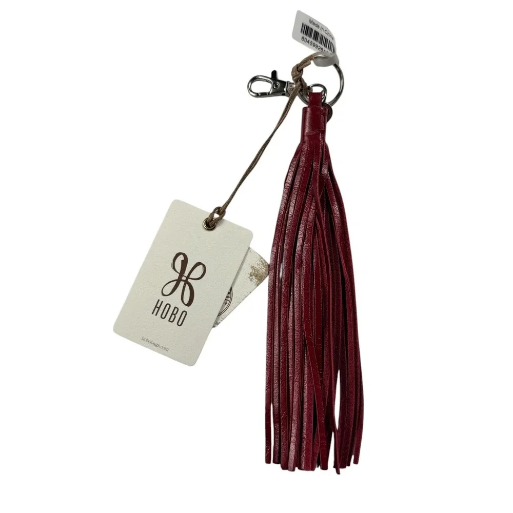 HOBO Wisp Leather Tassel Keychain Cardinal Red Bag Charm VI-34001CARD NEW