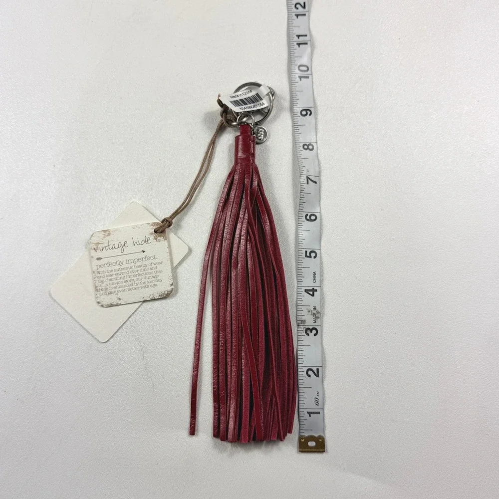 HOBO Wisp Leather Tassel Keychain Cardinal Red Bag Charm VI-34001CARD NEW