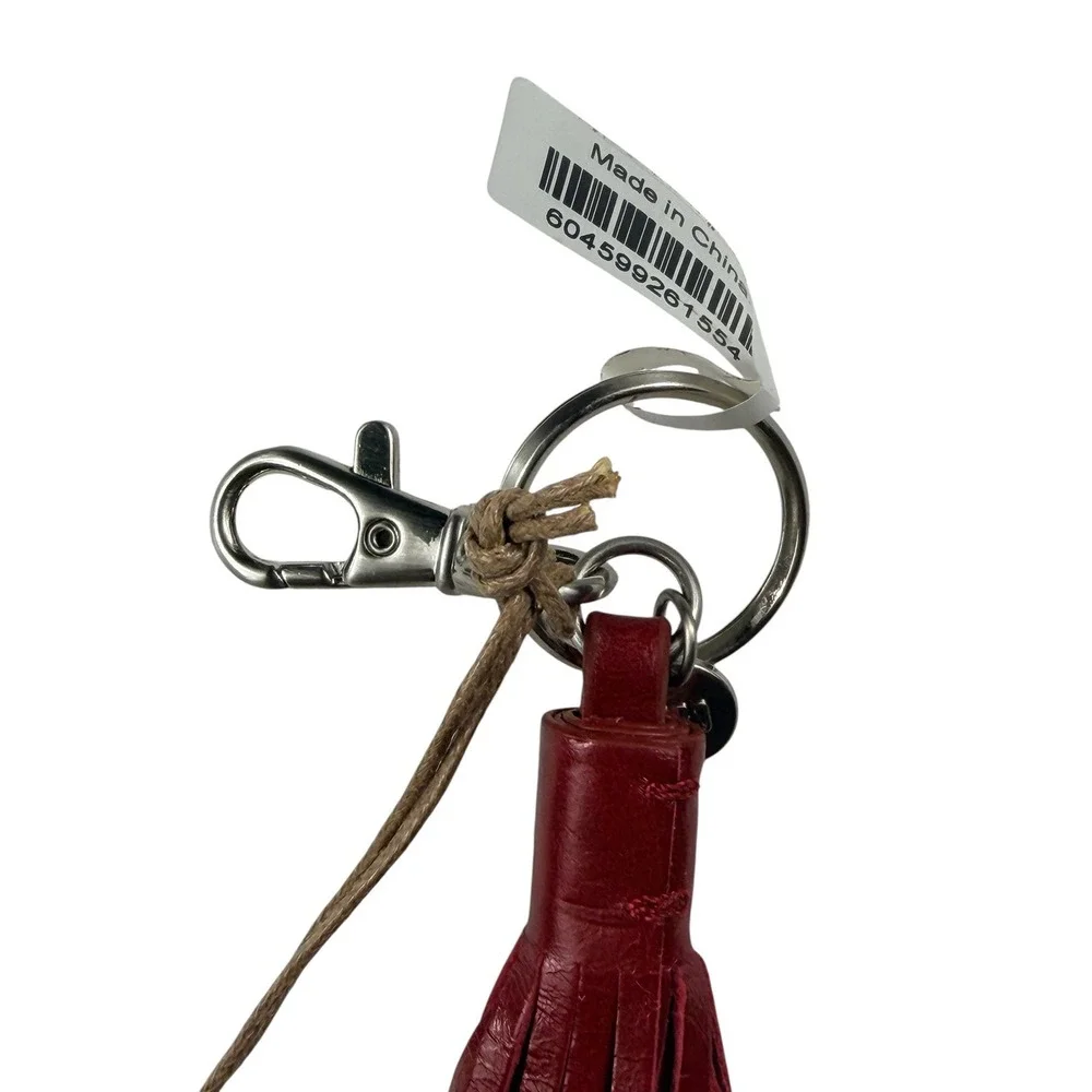 HOBO Wisp Leather Tassel Keychain Cardinal Red Bag Charm VI-34001CARD NEW