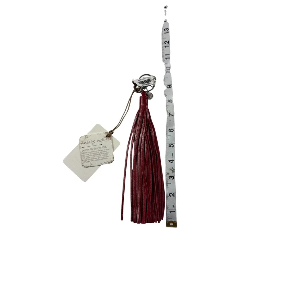 HOBO Wisp Leather Tassel Keychain Cardinal Red Bag Charm VI-34001CARD NEW