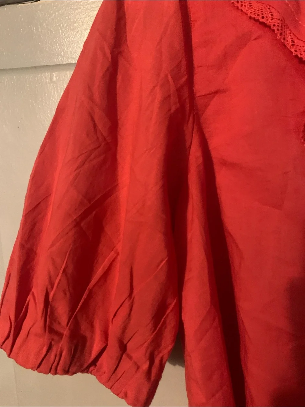 Old Navy Coral Red Ruffle V-Neck Blouse