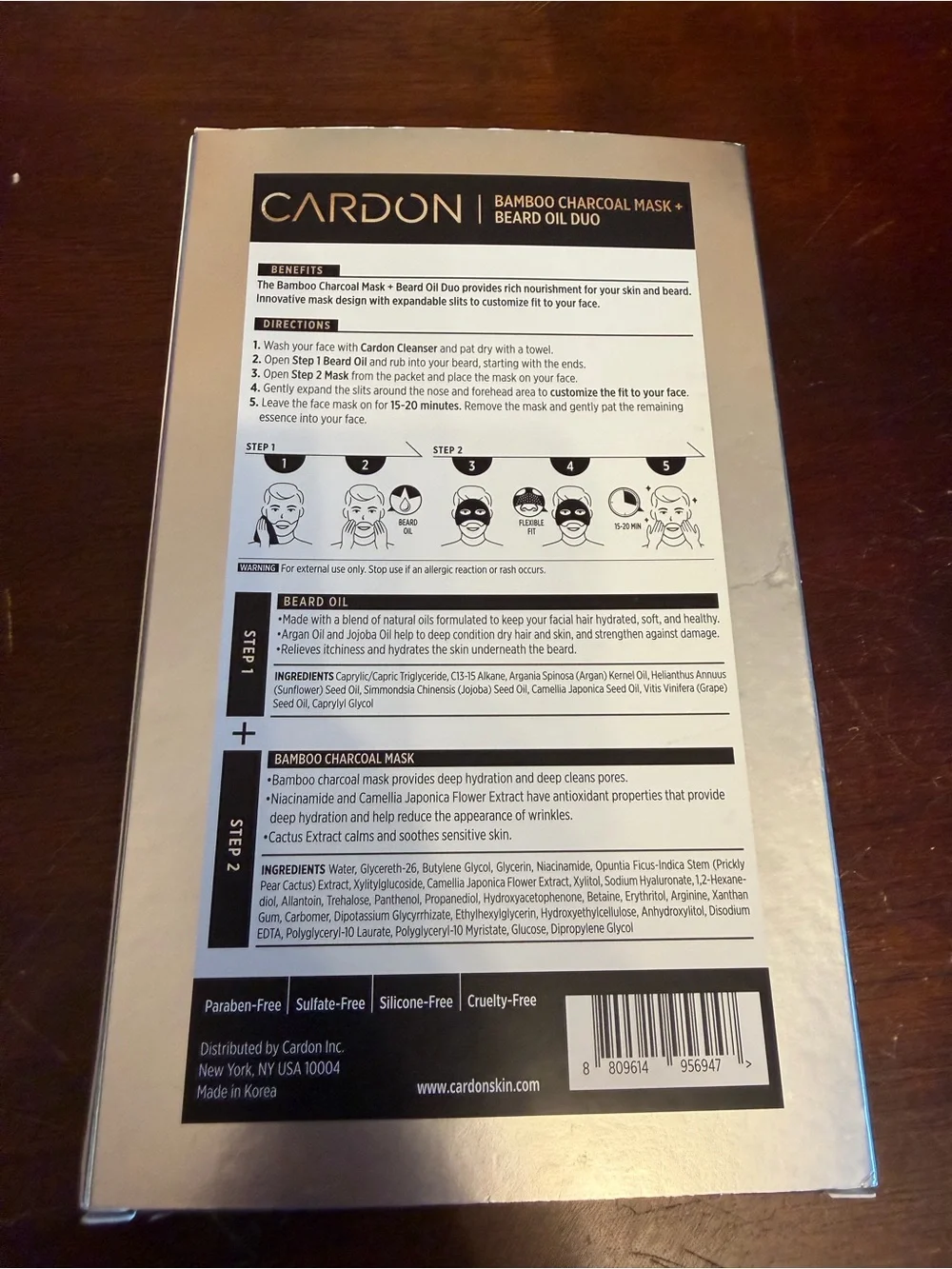 Cardon Bamboo Charcoal Mask + Beard Oil Duo - Silver & Black