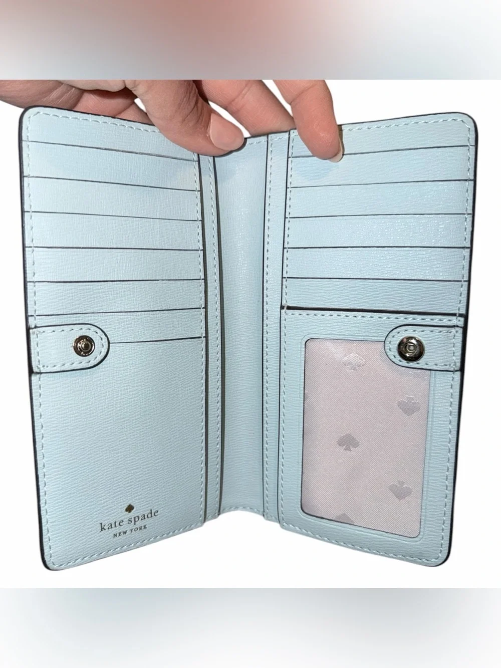 kate spade Light Blue Pebbled Leather Wallet