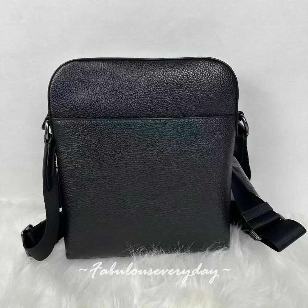Coach Men Houston Flight Bag Crossbody In Leather/Gunmetal/Black 4011 NWT