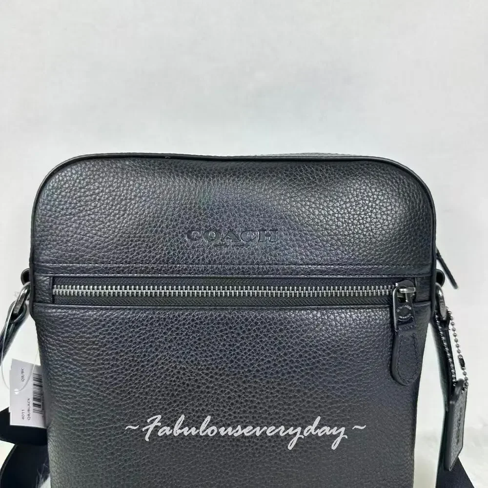Coach Men Houston Flight Bag Crossbody In Leather/Gunmetal/Black 4011 NWT