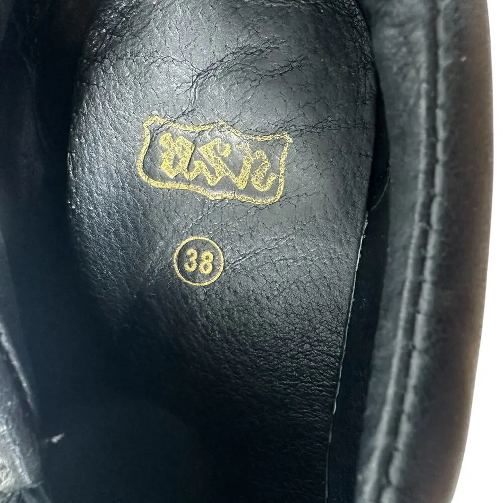 Ash Jasmin‎ Platform Sneakers Leather Floral Studded Black Blue Size 38 US 7.5 8
