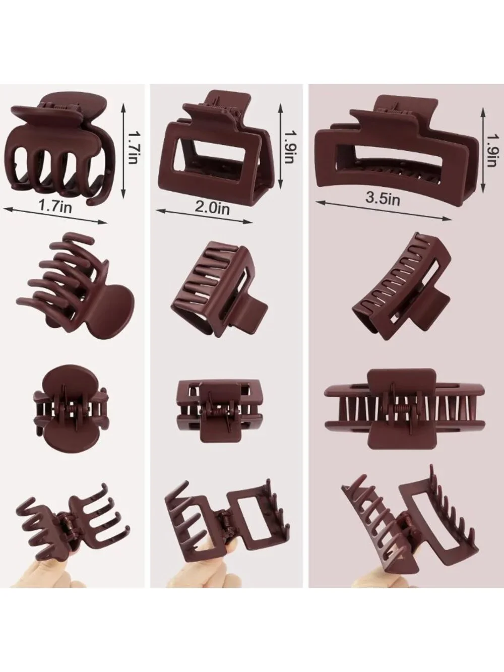 12 Pcs Hair Claw Clips Set for Women & Girls - Stylish Hair Accessories, 3