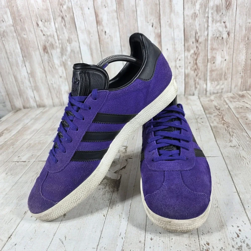 Adidas Gazelle Purple Black Suede Leather Mens Sneakers BZ0034 Size 9.5