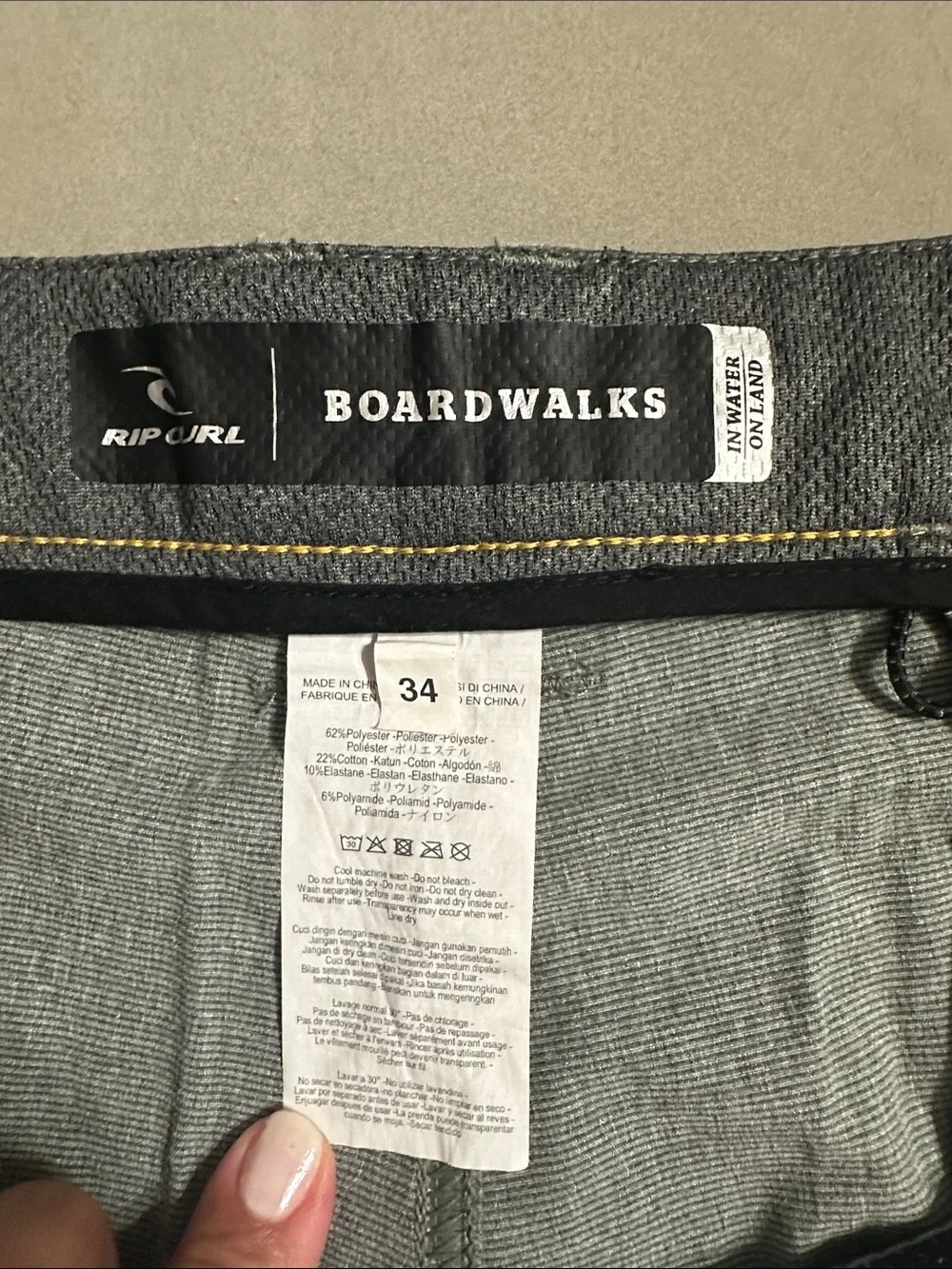 Ripcurl Light Gray Men’s Hybrid Shorts 34