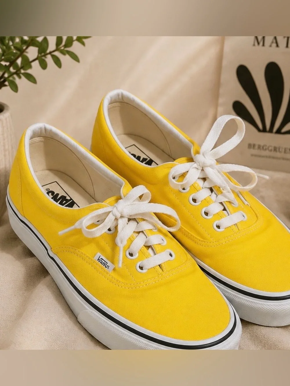 Vans Yellow Canvas Low Top Sneakers with White Laces