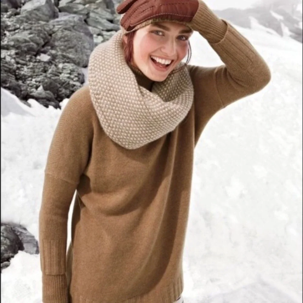 NEW J.Crew Womens Tan Marled Chunky Ribbed Knit Infinity Scarf‎ One Size