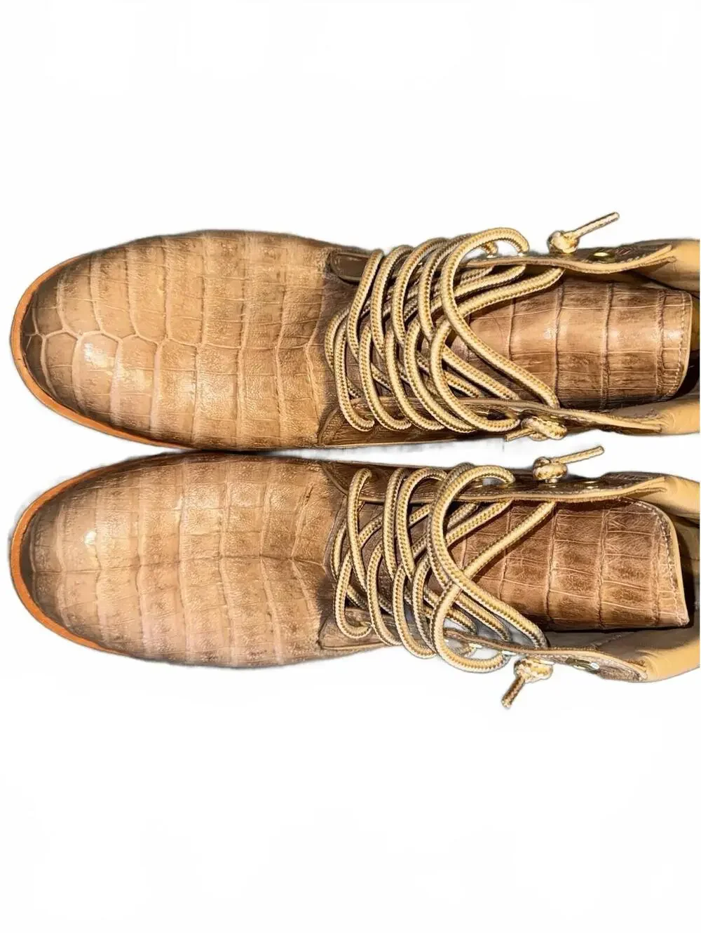 Alligator/Crocodile Skin Tan Boots Vibram Sole US 12 Mauri Style