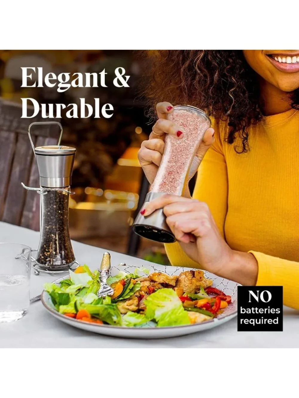 Stylish Stainless Steel Salt & Pepper Grinder Set with Adjustable Coarseness
