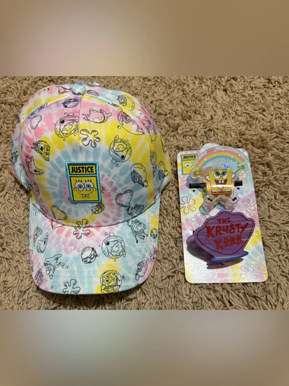 Justice SpongeBob Baseball Cap And Claw Hair  Clips