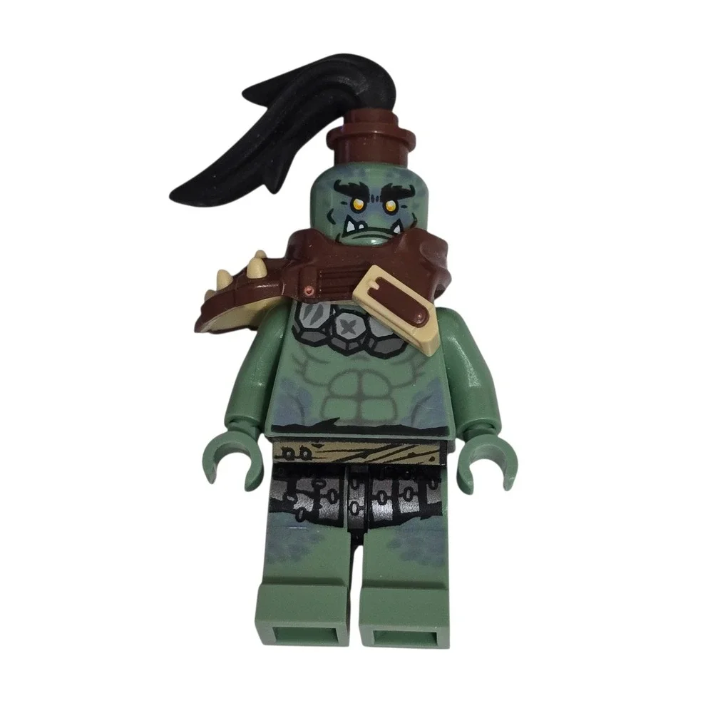 LEGO Ninjago Munce Green Orc Minifigure with Shoulder Armor‎ and Ponytail Hair