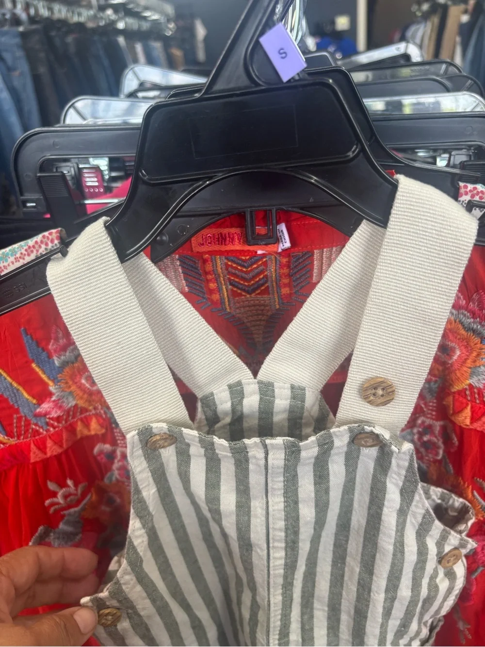 Carter's Green & White Striped Cotton Overalls