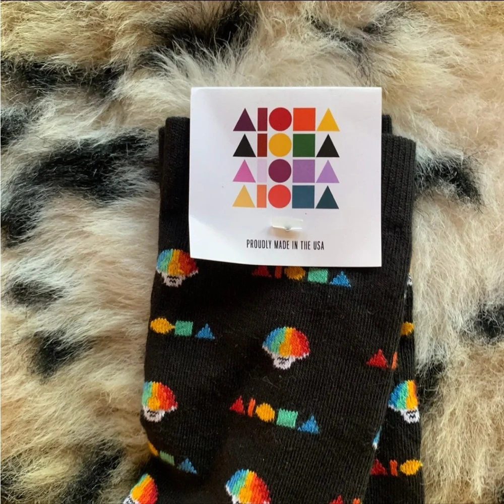 Soley Aloha Shave Ice Socks Hawaii Black Paia Boutique Maui