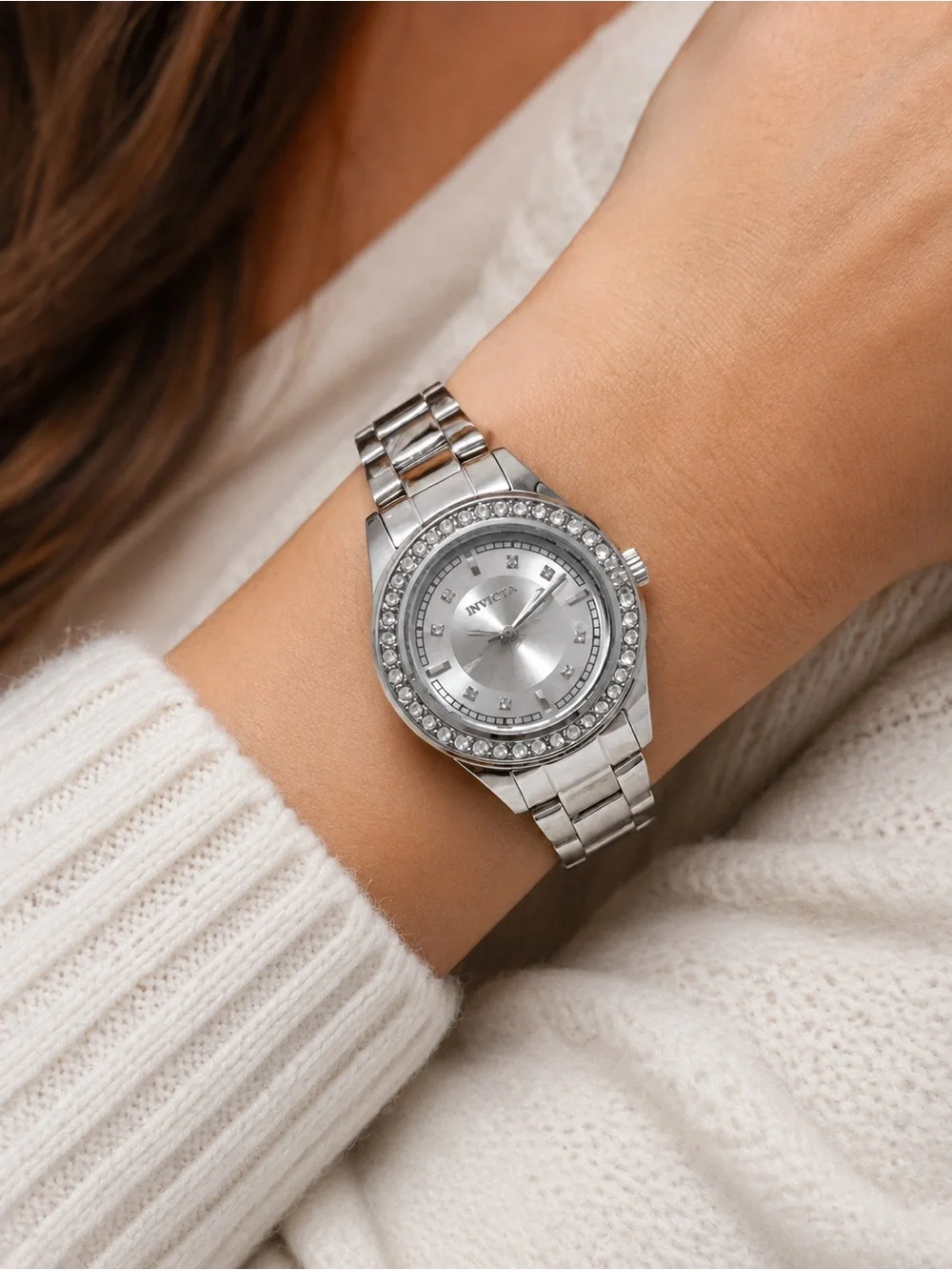 Invicta 69431 Women’s Silver-Tone Watch Crystal Bezel Stainless Steel 30mm case