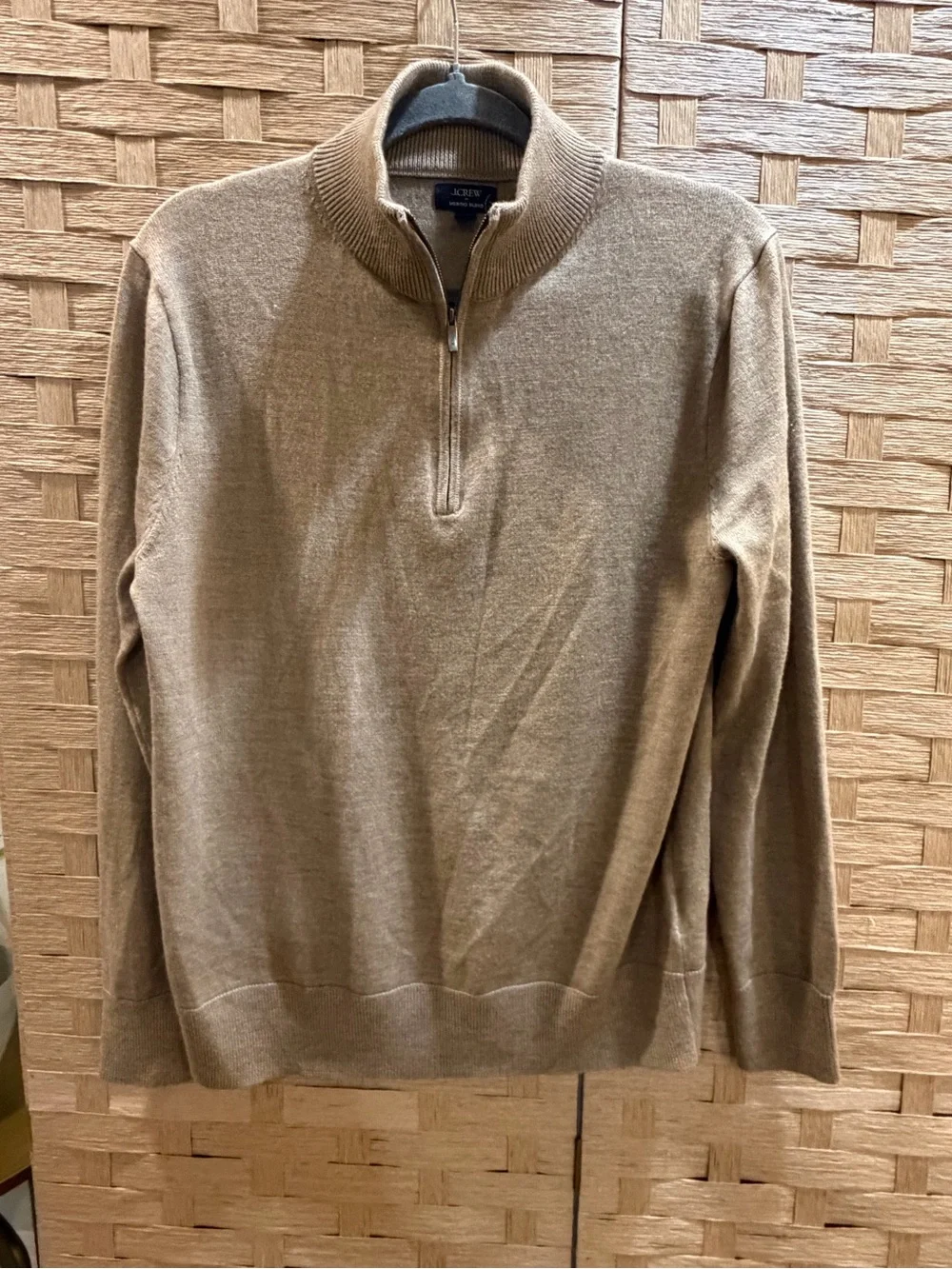 J. Crew Men’s Tan Half-Zip Sweater Merino Wool Blend Size M NWOT