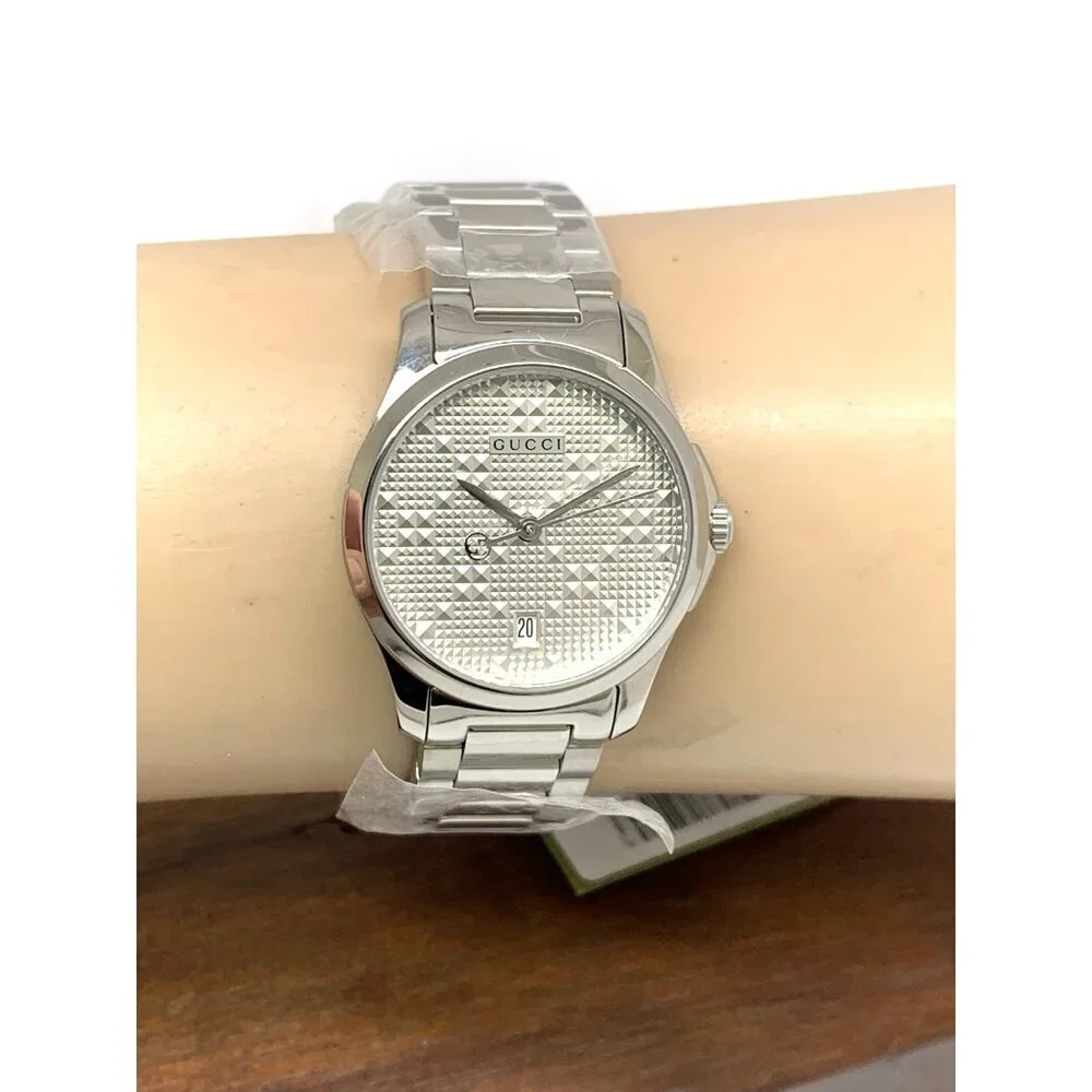 Gucci Women's Watch YA126551 G-Timeless Swiss Quartz Silver Dial Steel 27mm