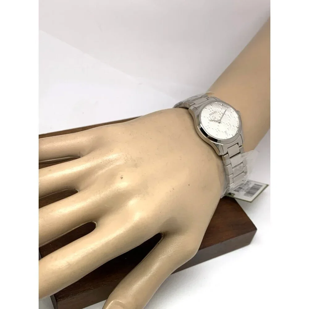 Gucci Women's Watch YA126551 G-Timeless Swiss Quartz Silver Dial Steel 27mm