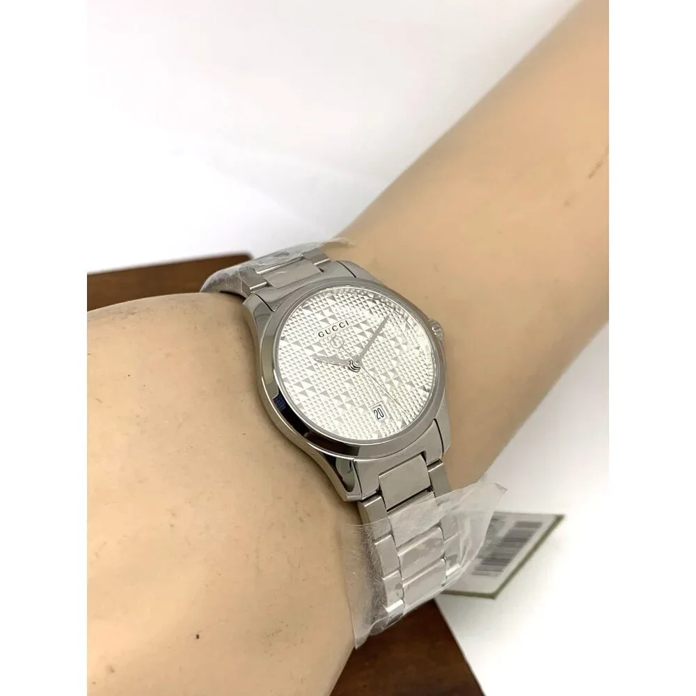 Gucci Women's Watch YA126551 G-Timeless Swiss Quartz Silver Dial Steel 27mm