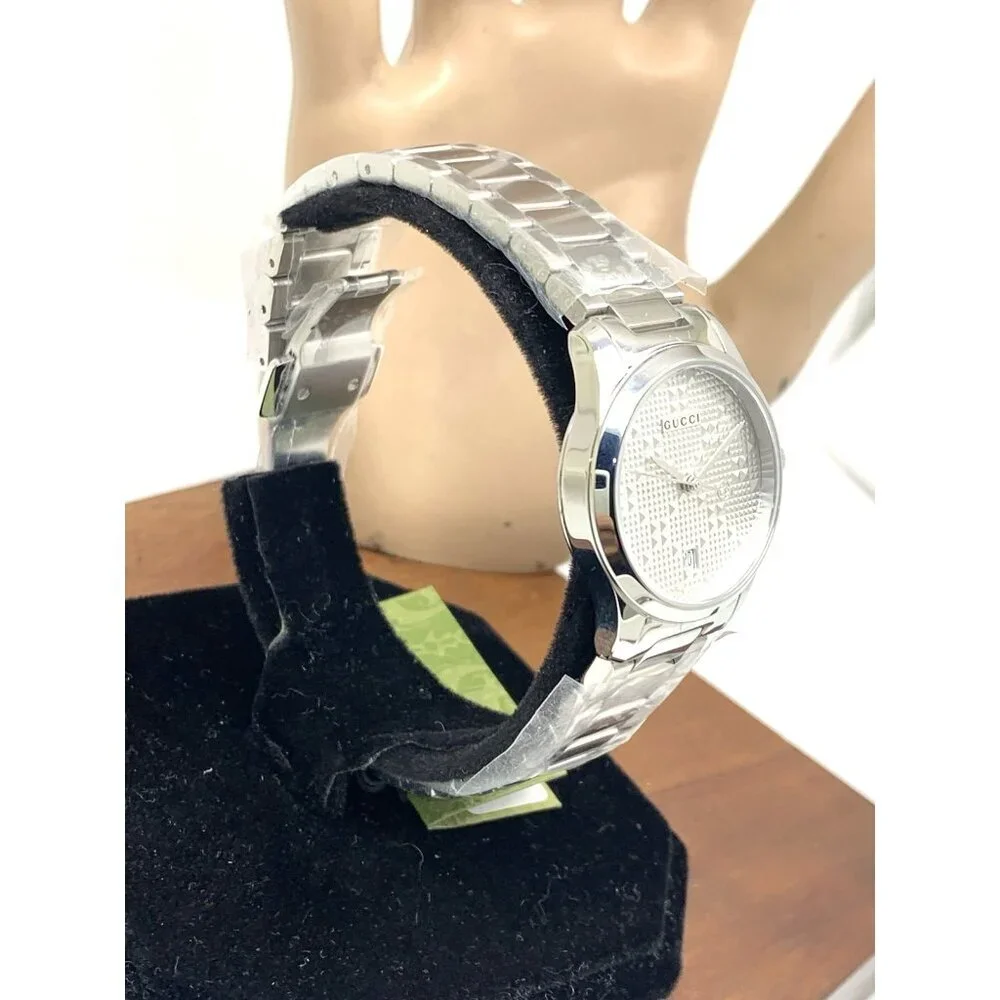 Gucci Women's Watch YA126551 G-Timeless Swiss Quartz Silver Dial Steel 27mm