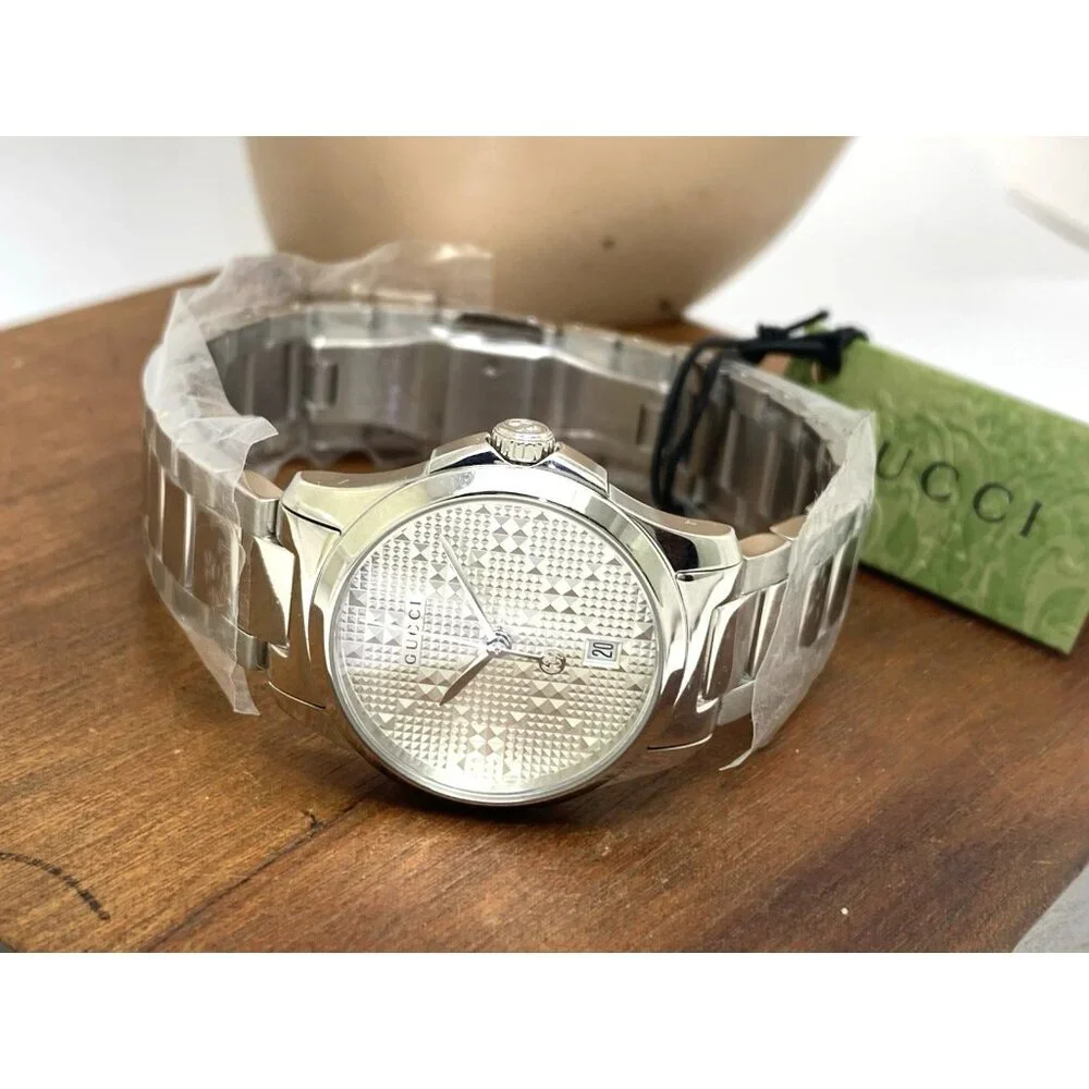 Gucci Women's Watch YA126551 G-Timeless Swiss Quartz Silver Dial Steel 27mm