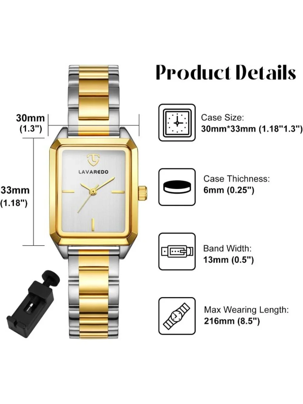 Women's Silver And Gold Analog Stainless Steel Waterproof Luxury Bracelet Watch