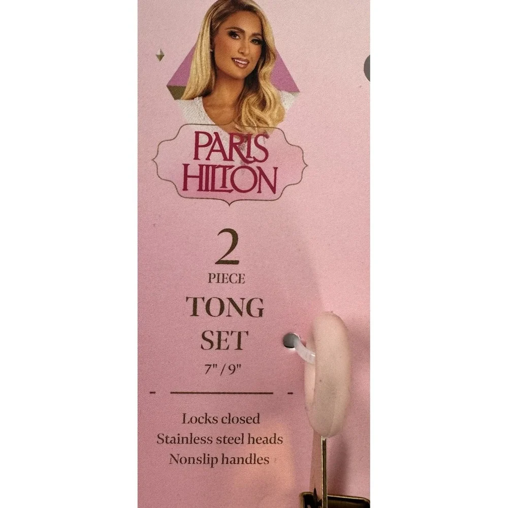 Paris Hilton Pink Gold Kitchen Tongs‎ Set 2pc Stainless Steel Utensils New